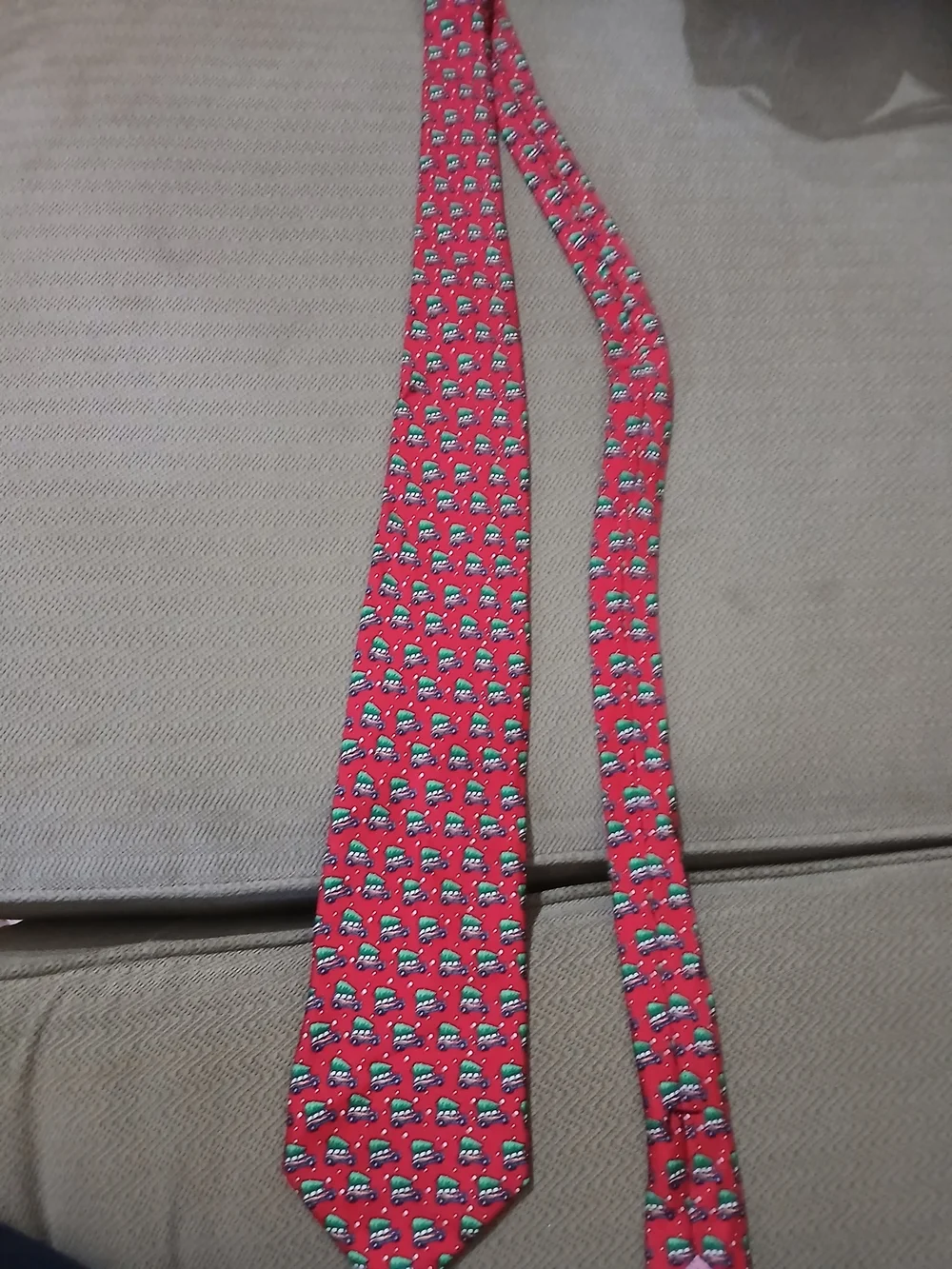 Men's Vineyard Vines Holiday Silk Tie   Paneled Station Wagon With Tree On Top